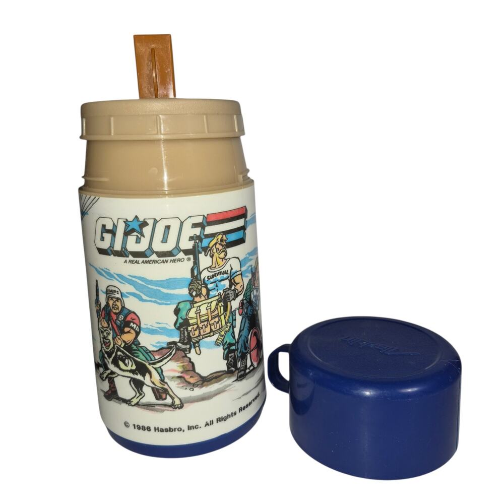 Vintage 1986 Hasbro GI Joe Insulated Lunchbox Thermos with Cup Lid USA
